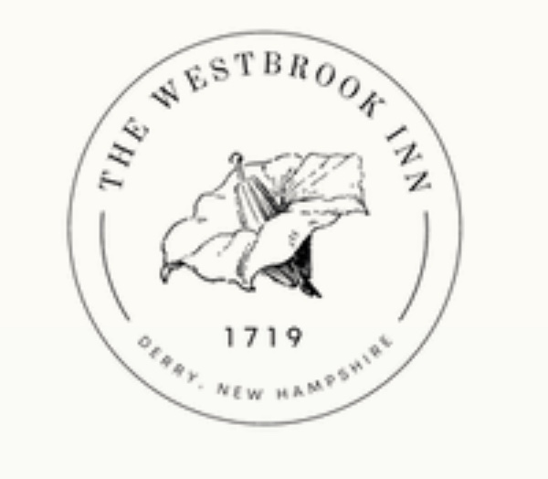 A black and white logo of the westbrook inn.